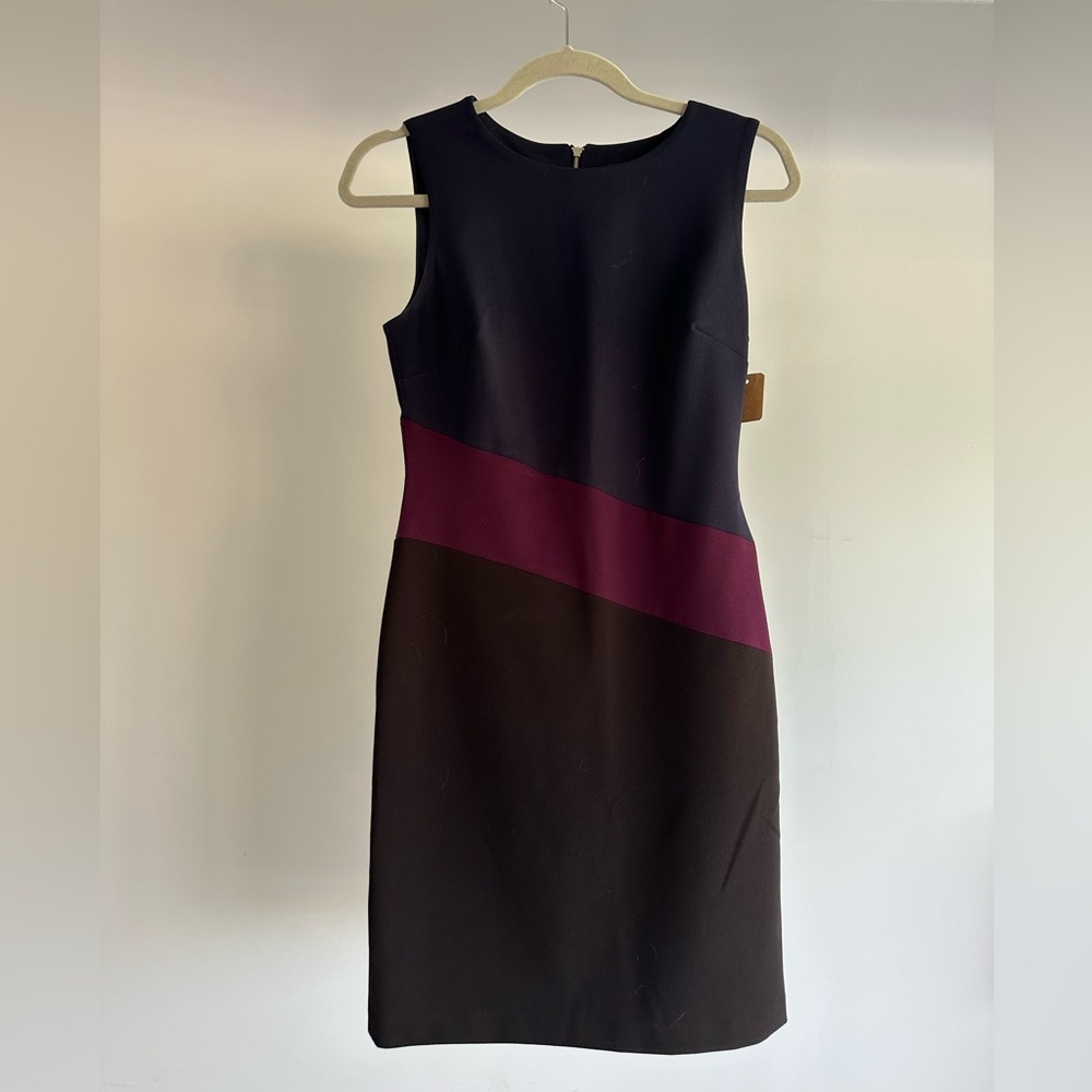Tommy Hilfiger Sleeveless Colorblock Midi Dress in Navy, Wine & Black